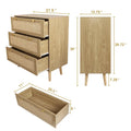 Modern Boho 3-Drawer Rattan Dresser - Stylish Chest of Drawers with Ample Storage for Your Bedroom