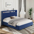 King Size Velvet Gas Lift Storage Bed with LED RF Lights and Storage Headboard