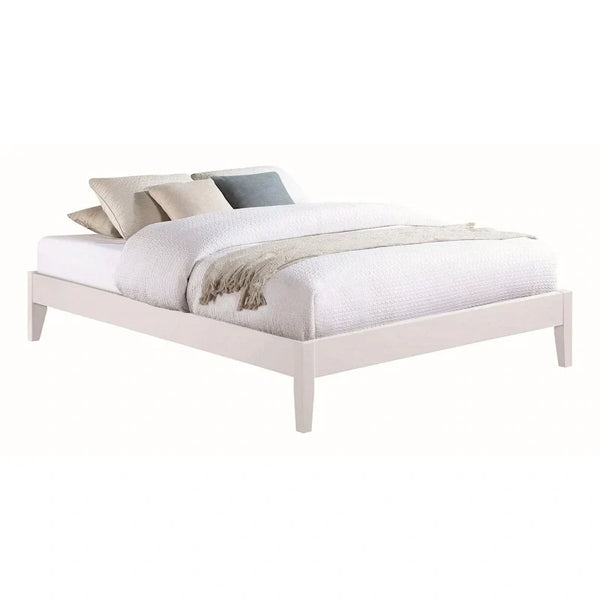 Cavi Contemporary Low Profile Full Size Bed with Panel Sides and Slats - White