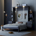 Murphy Bed with Storage Shelves Drawers and Foldable Cabinet Design