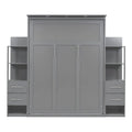 Merax Murphy Bed with Shelves, Drawers, and Integrated LED Lighting