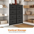 8-Drawer Tall Fabric Dresser with Wood Top and Sturdy Steel Frame - Stylish Bedroom Storage Solution