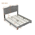 Modern Velvet Queen Size Upholstered Bed Frame with Tufted Headboard and Rivet Accents