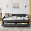 Upholstered Tufted Queen Size Daybed Sofa Bed with Storage Drawers