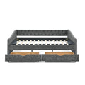 Upholstered Tufted Queen Size Daybed Sofa Bed with Storage Drawers