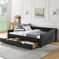 Upholstered Tufted Queen Size Daybed Sofa Bed with Storage Drawers