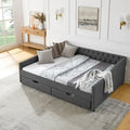 Upholstered Tufted Queen Size Daybed Sofa Bed with Storage Drawers