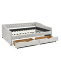 Upholstered Tufted Queen Size Daybed Sofa Bed with Storage Drawers