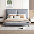 Queen-Sized Polyester Platform Bed Featuring Dual Oversized Headrests