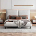 Queen-Sized Polyester Platform Bed Featuring Dual Oversized Headrests