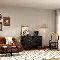 Elegant 6-Drawer Double Dresser with Gold Accents for Stylish Bedroom Storage