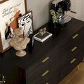 Elegant 6-Drawer Double Dresser with Gold Accents for Stylish Bedroom Storage