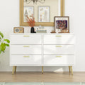 Elegant 6-Drawer Double Dresser with Gold Accents for Stylish Bedroom Storage