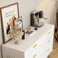 Elegant 6-Drawer Double Dresser with Gold Accents for Stylish Bedroom Storage