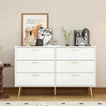 Elegant 6-Drawer Double Dresser with Gold Accents for Stylish Bedroom Storage