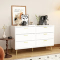 Elegant 6-Drawer Double Dresser with Gold Accents for Stylish Bedroom Storage