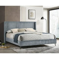 Roundhill Furniture Mavela King Size Panel Bed with Wide Wale Corduroy Upholstery