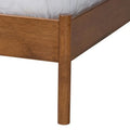 Edwina Queen Size Platform Bed in Light Grey Boucle Fabric with Walnut Brown Wood Accents