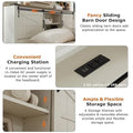 Farmhouse Full Bed Frame with Storage Shelves and Built-in Charging Station