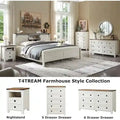 Farmhouse Platform Bed with Storage Headboard Sliding Doors and Charging Station