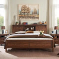 Farmhouse Platform Bed with Storage Headboard Sliding Doors and Charging Station