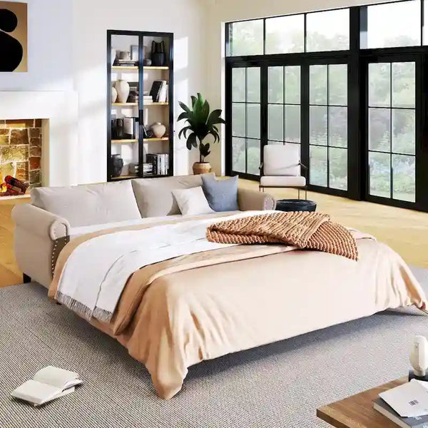 80.7-Inch 2-in-1 Sofa Bed with Spacious Mattress