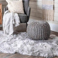 Nuloom York Classic Solid Knitted Jute Ottoman Pouf