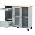 Merax Spacious Kitchen Island Cart with Adjustable Shelf and Dual Drawers