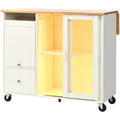 Merax Spacious Kitchen Island Cart with Adjustable Shelf and Dual Drawers
