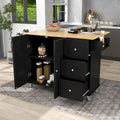 Mobile Kitchen Island on Wheels with Drop Leaf and Solid Wood Top