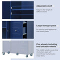 Mobile Kitchen Island on Wheels with Drop Leaf and Solid Wood Top