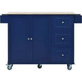 Mobile Kitchen Island on Wheels with Drop Leaf and Solid Wood Top