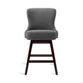 LUE BONA Set of 4 Mid-Century Modern 26-Inch Swivel Counter Stools with Faux Leather and Fabric Upholstery for Kitchen Island