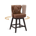 LUE BONA Set of 4 Mid-Century Modern 26-Inch Swivel Counter Stools with Faux Leather and Fabric Upholstery for Kitchen Island