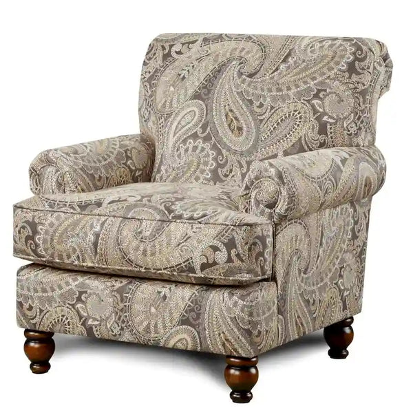 Capernicus Beige Paisley Pattern Accent Chair