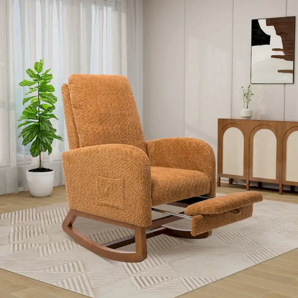 Ergonomic High Back Rocking Chair with Adjustable Footrest