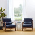 Glitzhome Set of 2 Mid-Century Modern PU Leather Accent Chairs - 30.75H with Cushions (25.75W x 33.75D)