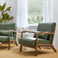 Glitzhome Set of 2 Mid-Century Modern PU Leather Accent Chairs - 30.75H with Cushions (25.75W x 33.75D)
