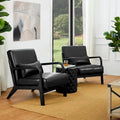 Glitzhome Set of 2 Mid-Century Modern PU Leather Accent Chairs - 30.75H with Cushions (25.75W x 33.75D)