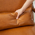 Glitzhome Set of 2 Mid-Century Modern PU Leather Accent Chairs - 30.75H with Cushions (25.75W x 33.75D)