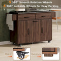 Kitchen Island with Built-In Trash Can Storage and Drop Leaf Cart