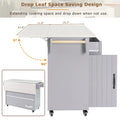 Kitchen Island with Built-In Trash Can Storage and Drop Leaf Cart