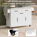 Kitchen Island with Built-In Trash Can Storage and Drop Leaf Cart