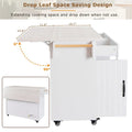 Kitchen Island with Built-In Trash Can Storage and Drop Leaf Cart