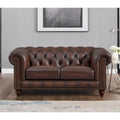 Hydeline Alton Bay Top Grain Leather Chesterfield Sofa and Loveseat Set