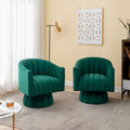 SEYNAR Set of 2 Modern Glam Velvet Upholstered Round Swivel Accent Barrel Chairs