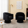 SEYNAR Set of 2 Modern Glam Velvet Upholstered Round Swivel Accent Barrel Chairs