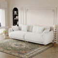 86.6" Contemporary Teddy Velvet Triple Sofa with 4 Cushions and Metal Legs