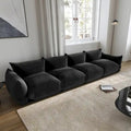 Spacious Mid-Century Modern Chenille Sectional Sofa - 4-Seater Modular Couch with Plush Cushions