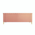 Contemporary Velvet Upholstered 3-Seat Sofa with Golden Metal Legs - Pink Living Room Couch (83.46" x 30.51" x 31.9")